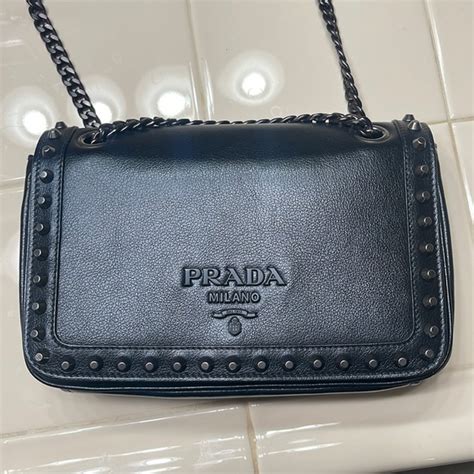 prada 1n1422 glace calf|Prada Pattina Glace Calf Leather Nero Black Pattina Studded .